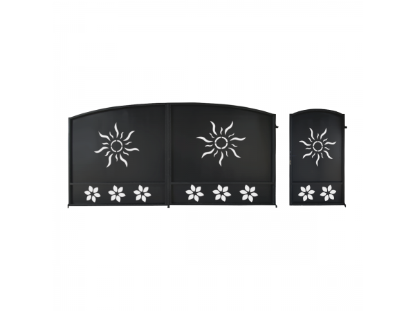 Porti metalice tabla decupata model soare 450x200 cm